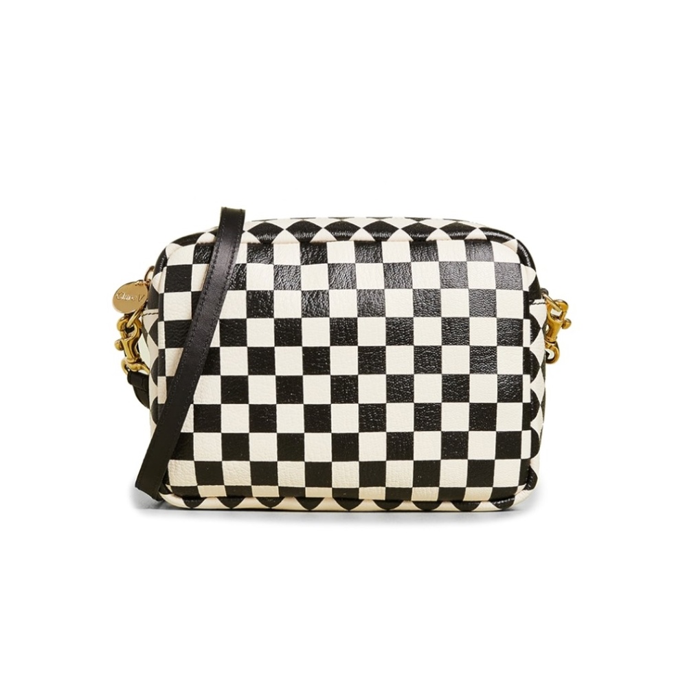 SOLD! ❤️ Clare V. Midi Sac Checker Print Crossbody Bag in Cream/Black - Picture 1 of 16